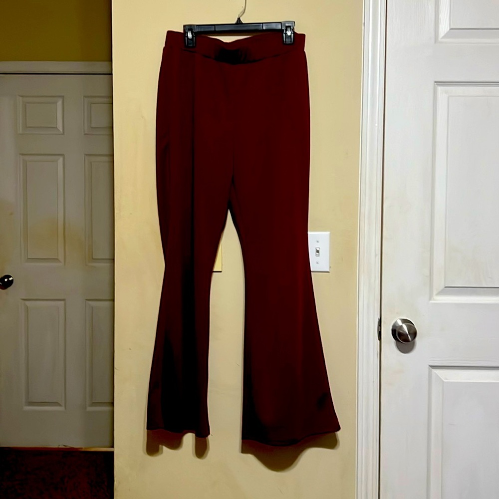 Rich Wine Burgundy Stretchy Bootcut Pants